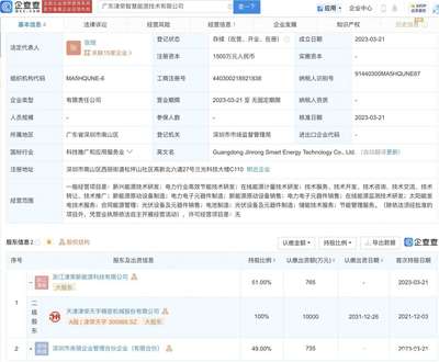 津荣天宇于广东投资新设智慧能源技术公司,含电池制造业务